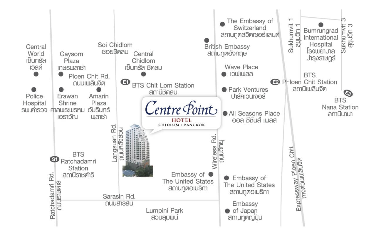 Centre Point Hotel Chidlom - Map